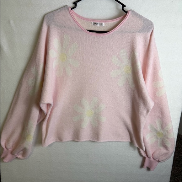 Ekouaer Sweaters - Ekouaer Women's Daisy 100% Polyester Long Sleeve Sweater Light Pink Large